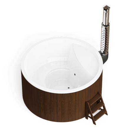 Купель Фурако Polar Spa ELITE 220 круглая с интегрированной печью для 6-8 человек (термососна темная) фото  фото - 1