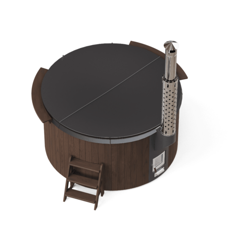 Купель Polar Spa ELITE 200 круглая с интегрированной печью для 2-4 человек (термососна темная) фото  фото - 4